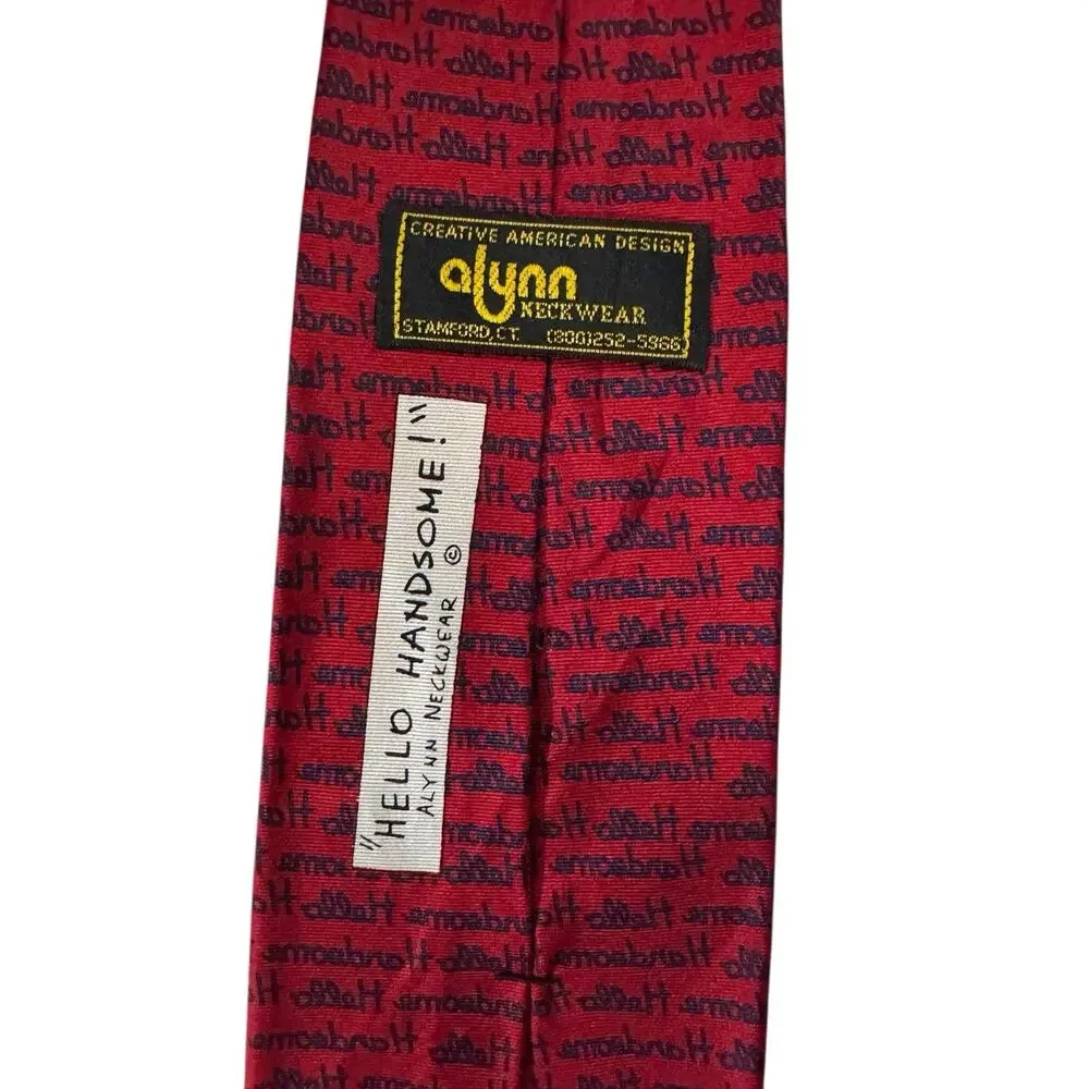 ALYNN NECKWEAR Necktie Hello Handsome Mirror Image Novelty Humor Gift Men's Tie
